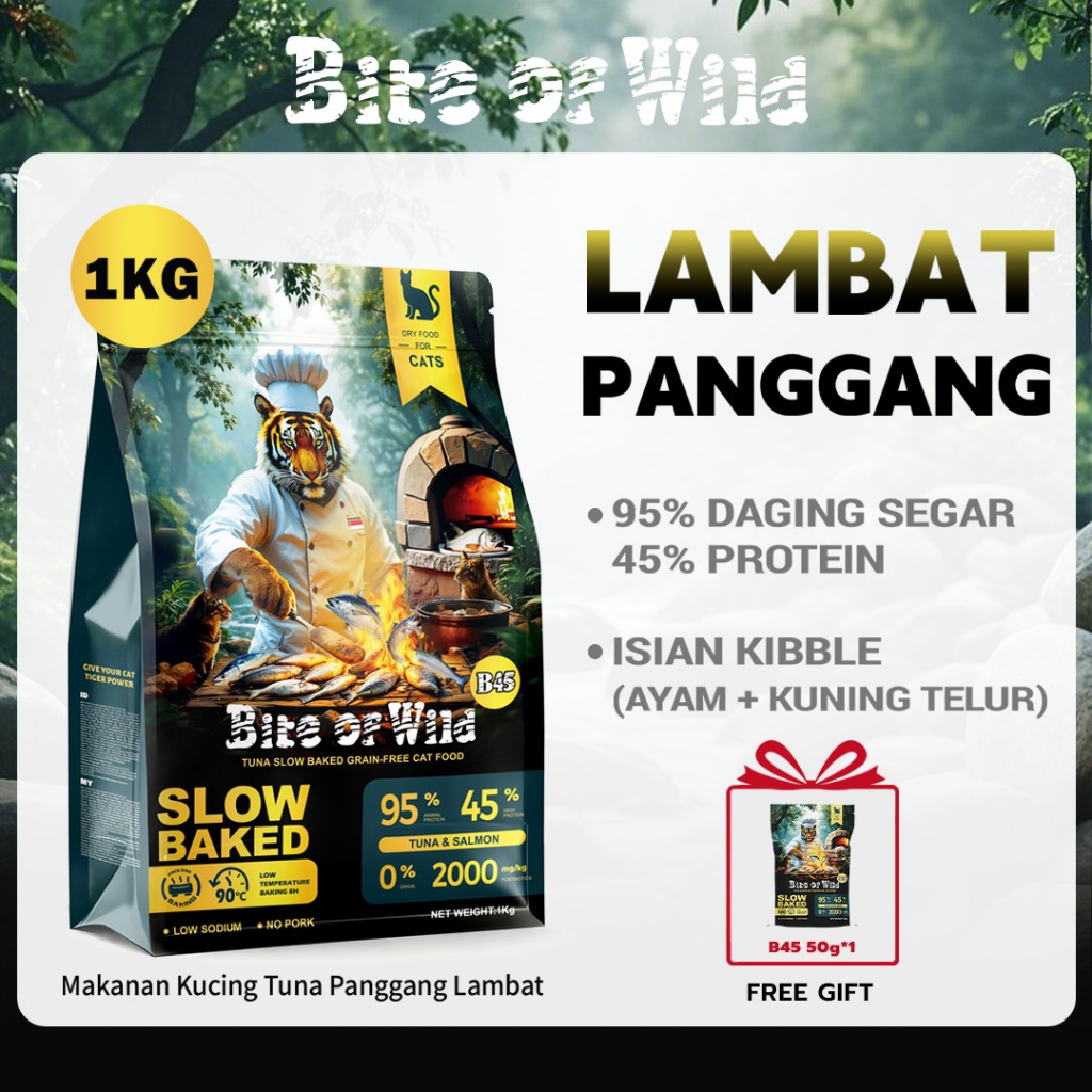 Bite of Wild - Makanan Kucing Kering Tuna Slow Baked Bebas Biji-Bijian 1/3/5kg B45