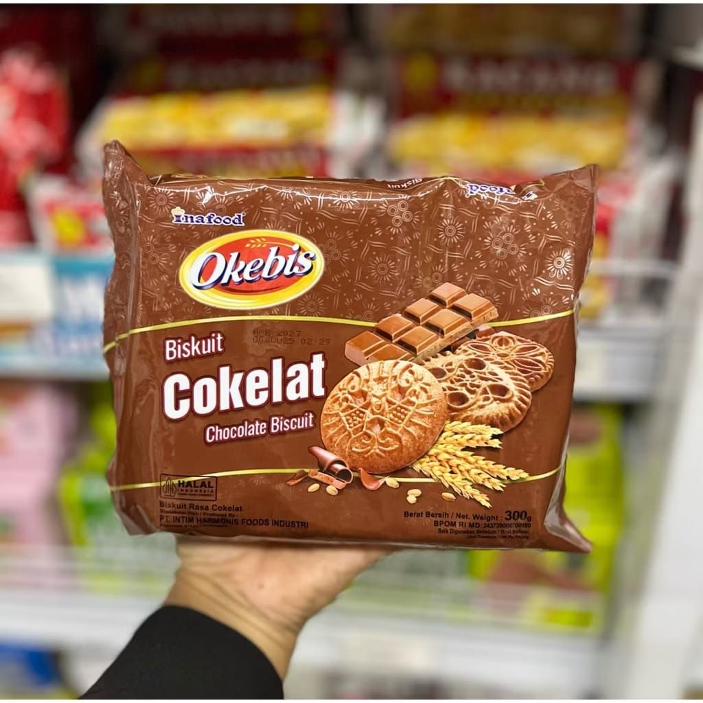 Okebis biskuit cokelat 300gr  1 karton/ okebis cokelat / okebis murah