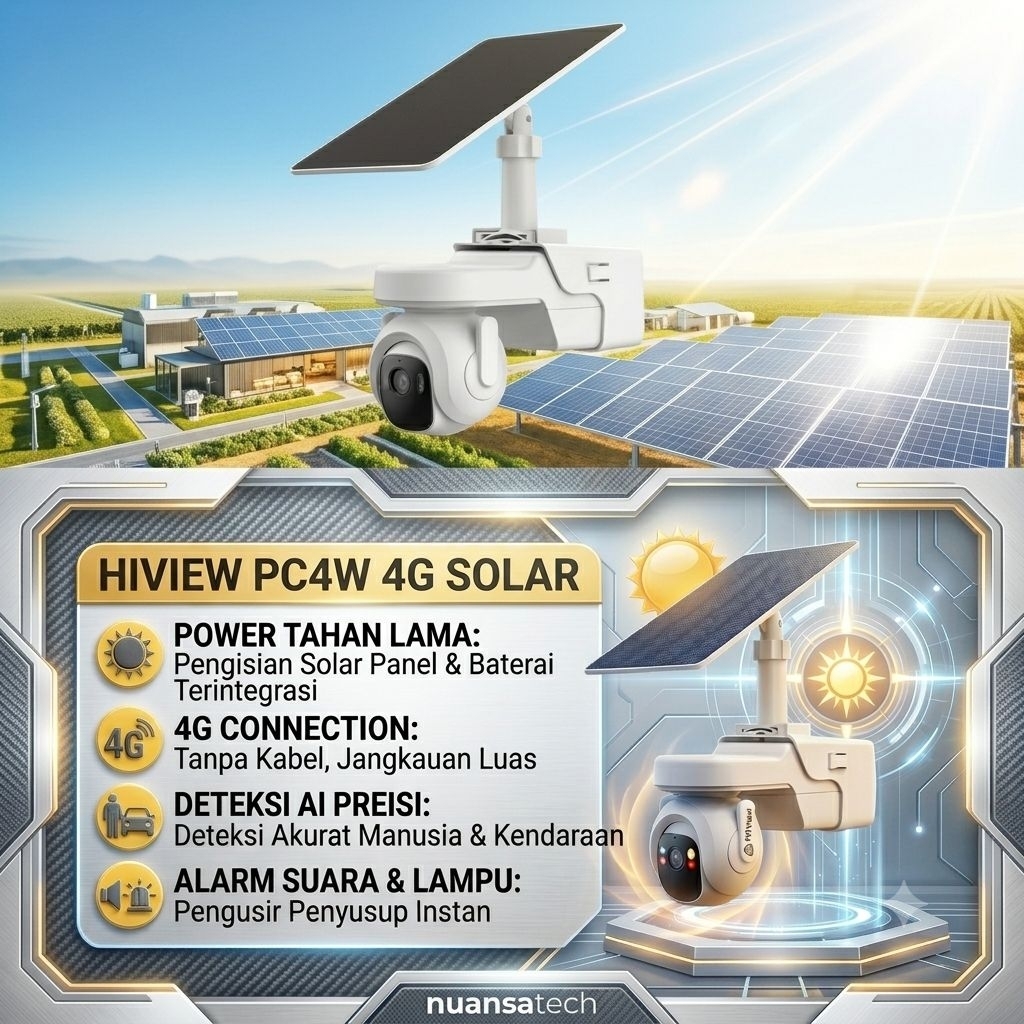 Hiview PC4W-4G-SOLAR Cctv Solar Panel 4G outdor Resolusi 4 Megapixel