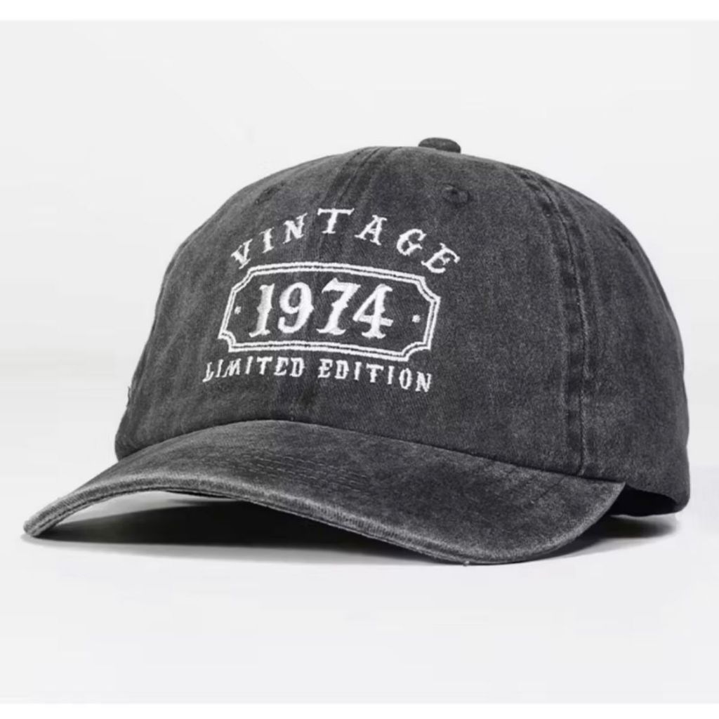 VINTAGE 1974 WASH - TOPI BASEBALL DISTRO PRIA WANITA TOPI FASHION TREND MOTIF WASH DENIM LUNTUR TERM