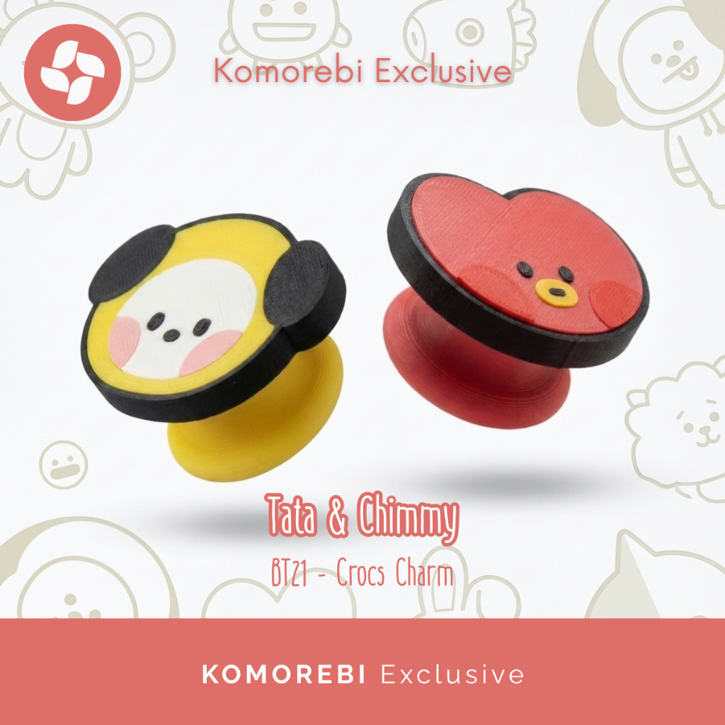 Jibbitz Crocs Charm BT21 Tata Chimmy Aksesoris Sandal Lucu Karakter 3D Print Fanmade Murah Terbaru#K