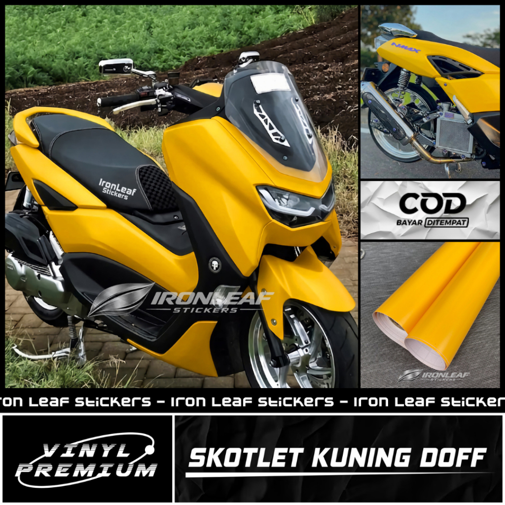 Stiker Skotlet Kuning Doff Lemon Yellow Dop Motor Mobil Body Decal Premium Sepeda Lentur