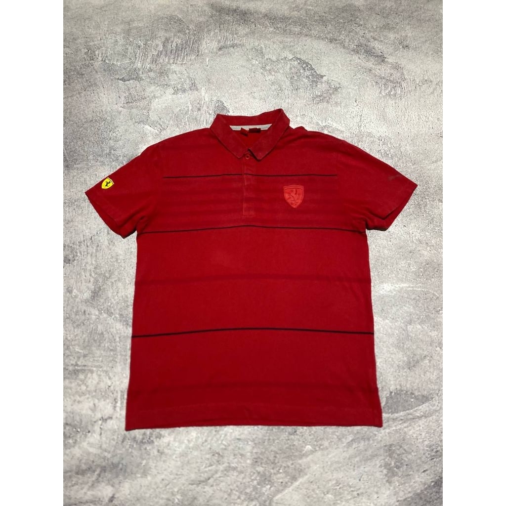 Kaos kerah puma x scuderia ferrari warna merah