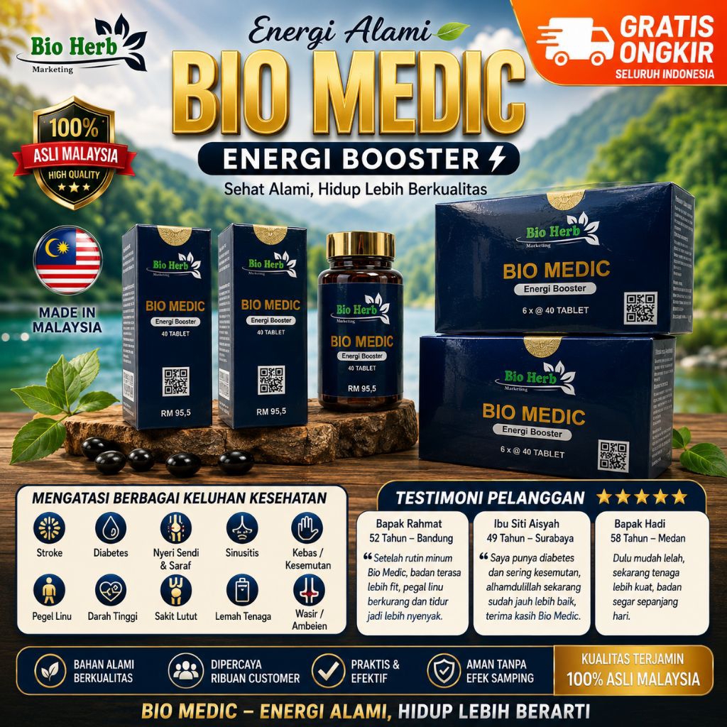 Bio Medic Pil Hitam Ajaib 1 Botol Isi 40 Tablet | Herbal | Asam Urat | Stroke | Rematik | Kolesterol