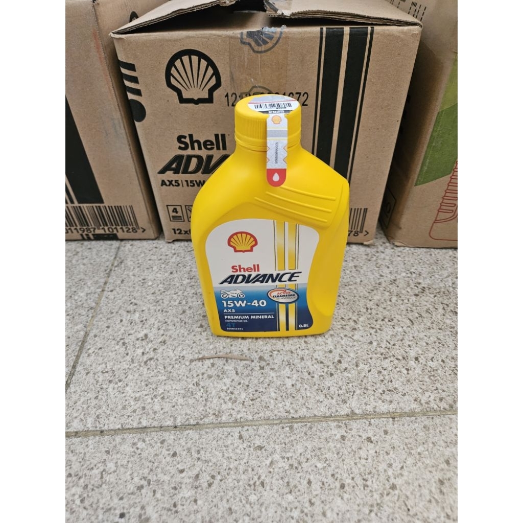 OLI MESIN MOTOR SHELL AX5 15W 40 0.8 LITER UNTUK MOTOR 4T 4 TAK PREMIUM MINERAL ACTIVE CLEANSING