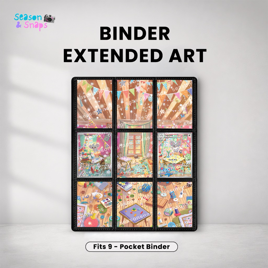 SEASONSNAPS Pokemon TCG Extended Art Binder - Minccino Evolution Line (Minccino and Cinccino) - Temp