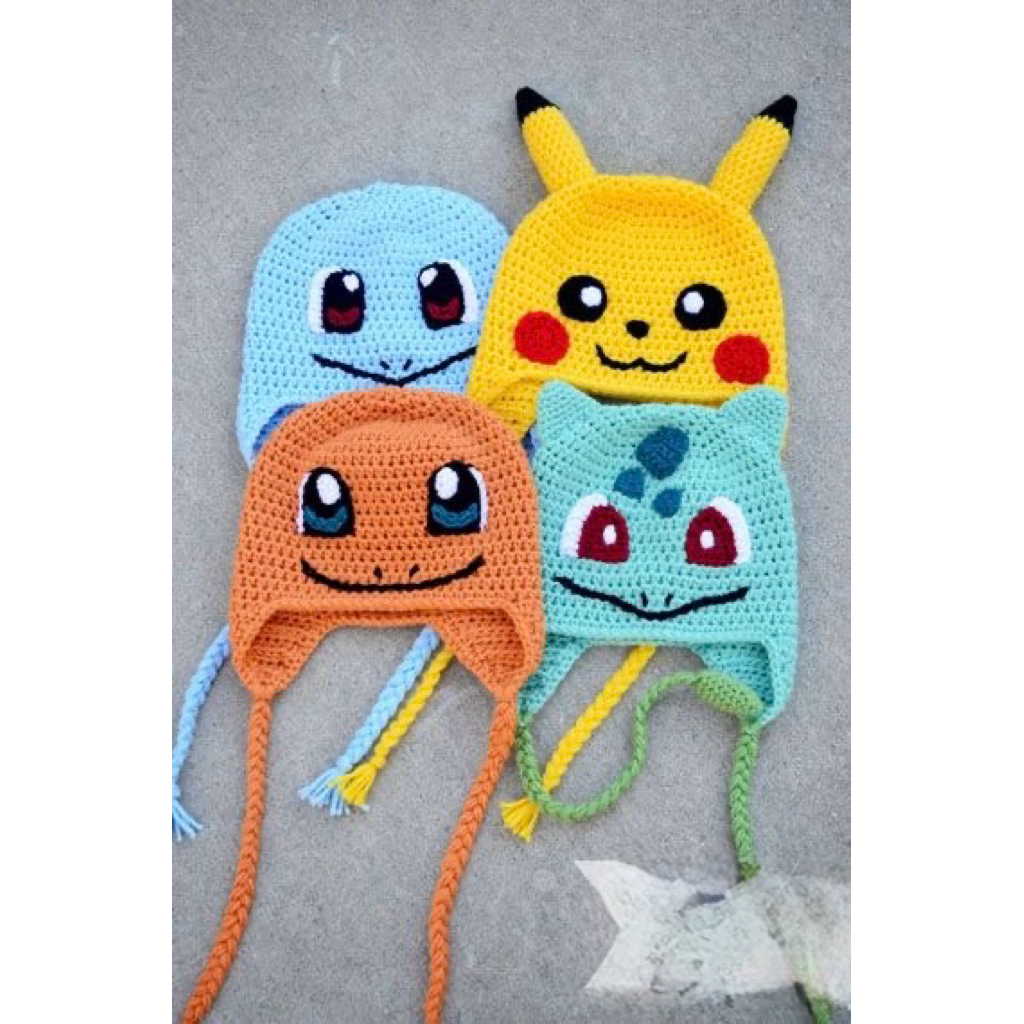 pokemon handmade crochet earflap hat