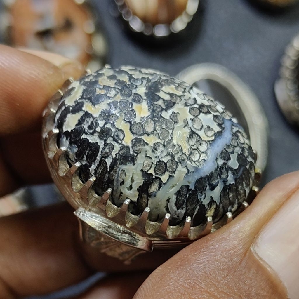 batu akik Jamal motif telur kodok timbul