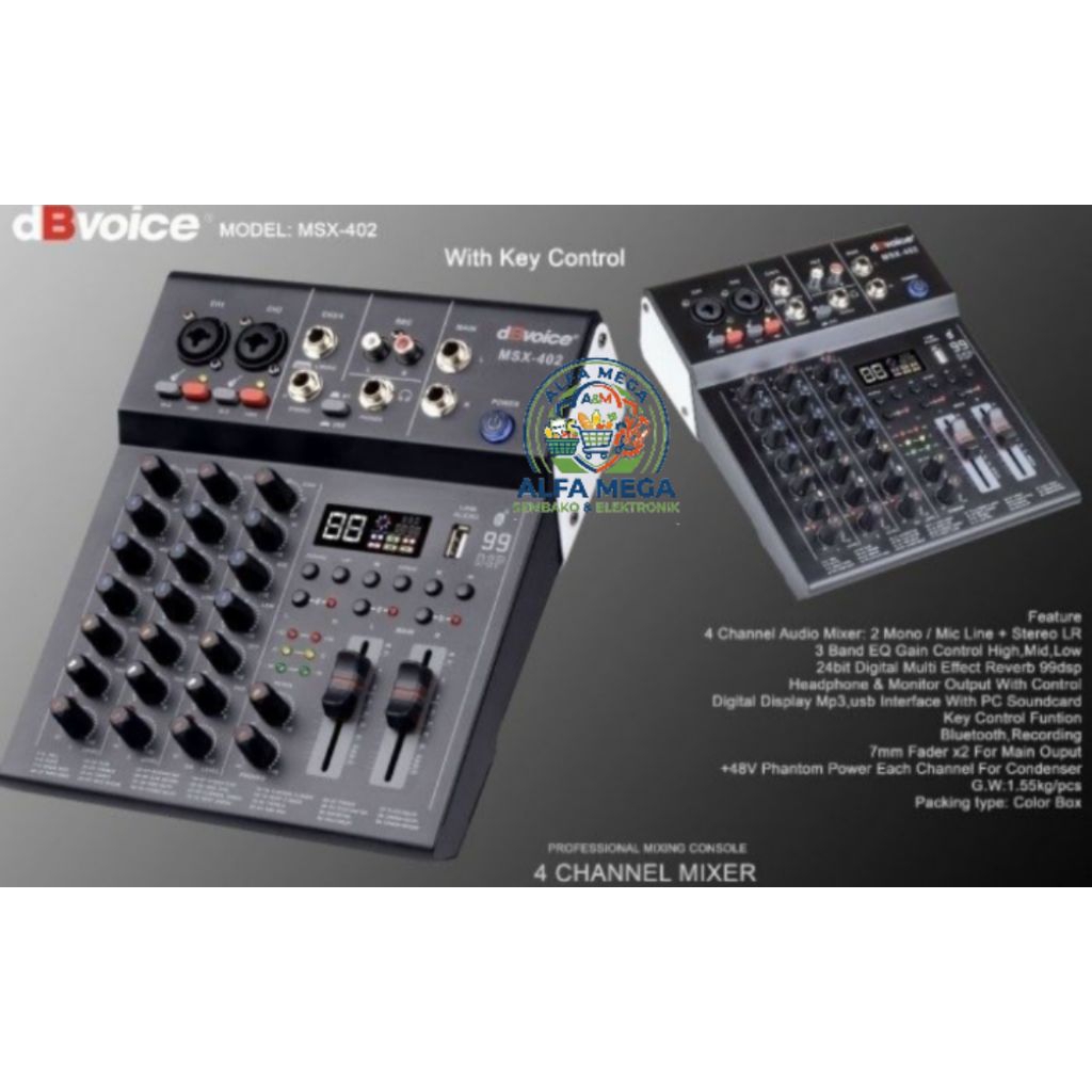 Mixer dB VOICE MSX 402 4 Chanel Mixer Audio 2 Mono + 1 Stereo LR Original