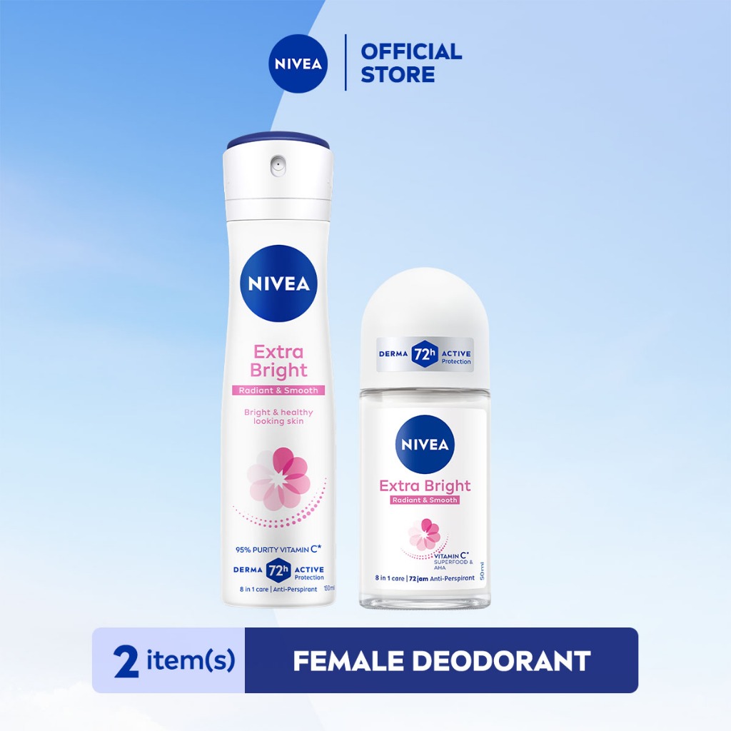 NIVEA Deodorant Extra Whitening Spray & Roll-On Set