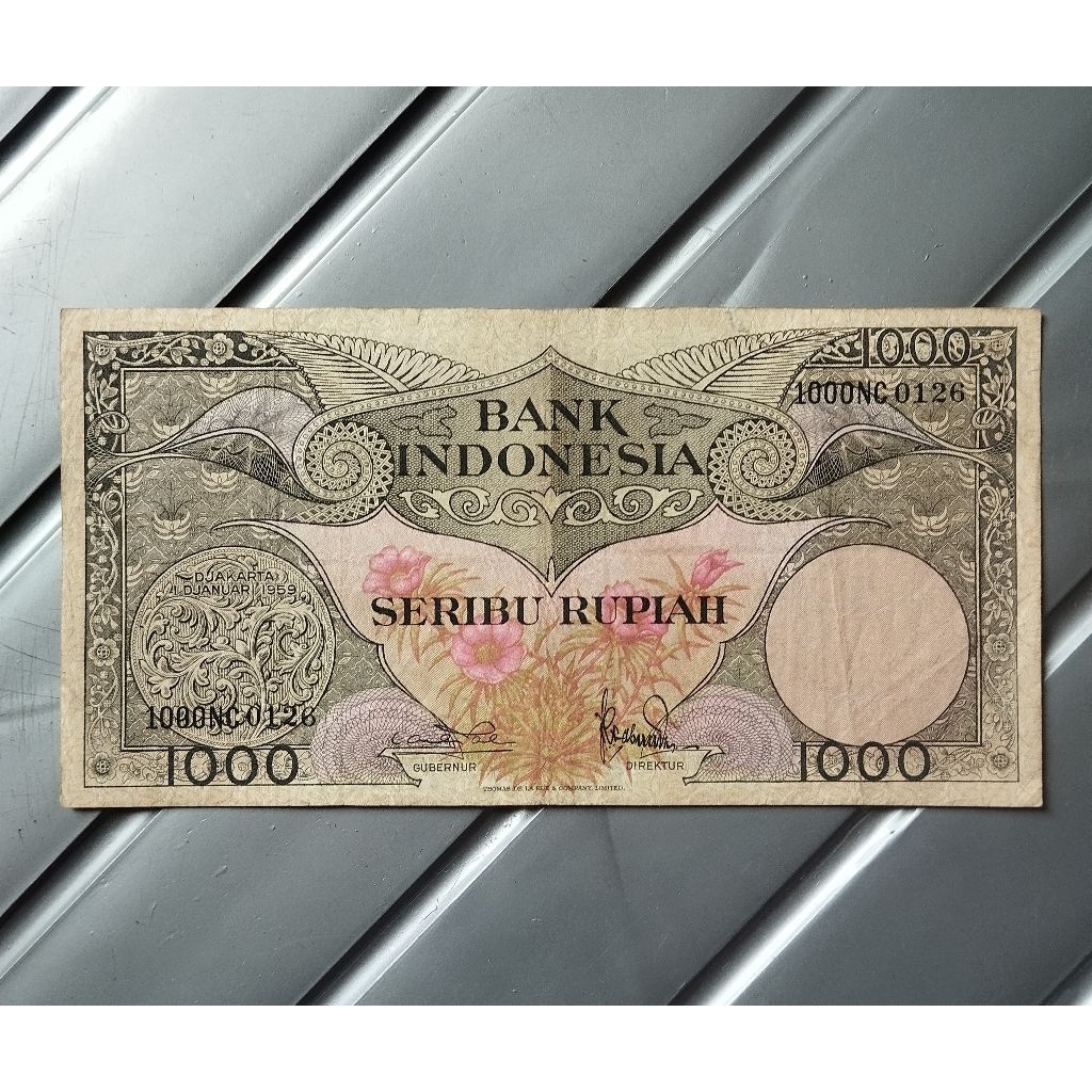 1000 rupiah seri Bunga thn 1959  bekas beredar bagus ASLI