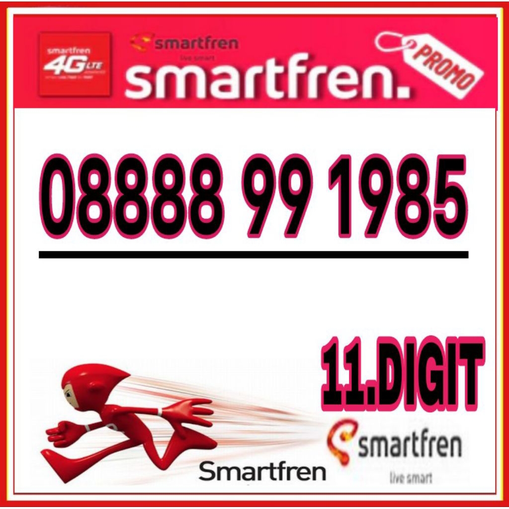 NOMOR CANTIK SMARTFREN 4G LTE 11 DIGIT SERI TAHUN 1985 - O8888 99 1985