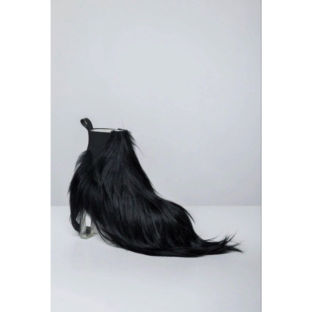 rick owens pony hair minimal grill beetle heels