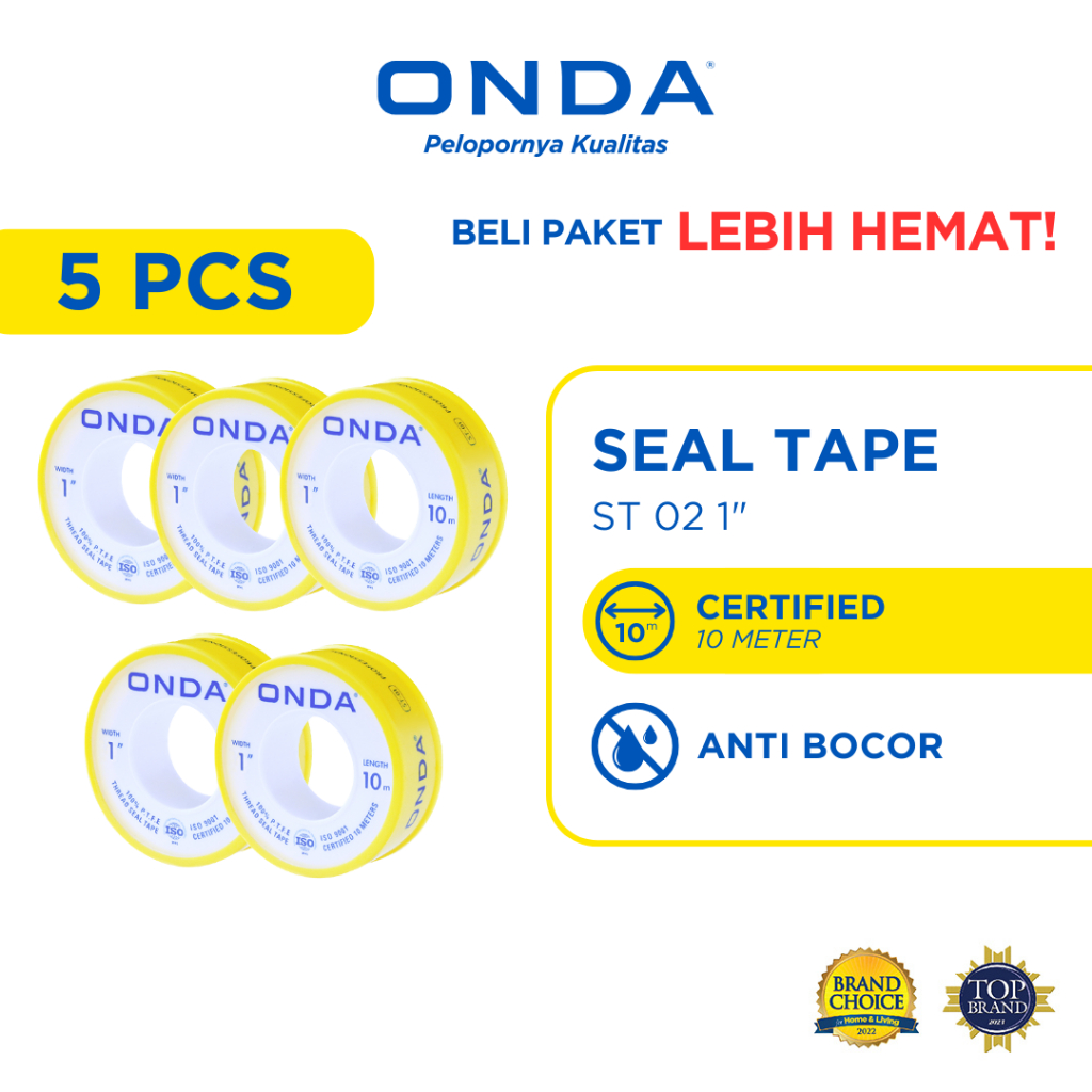 5 PCS ONDA Seal Tape Ulir / Drat Anti Bocor Original Seal Tape 1"
