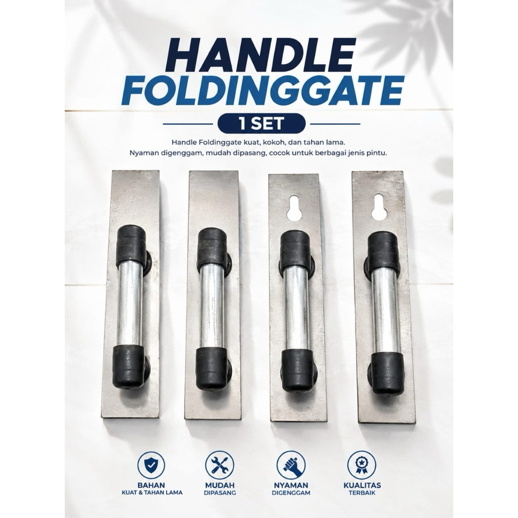 Handle Pintu Folding Gate Harmonika Satu Set Lubang Kunci