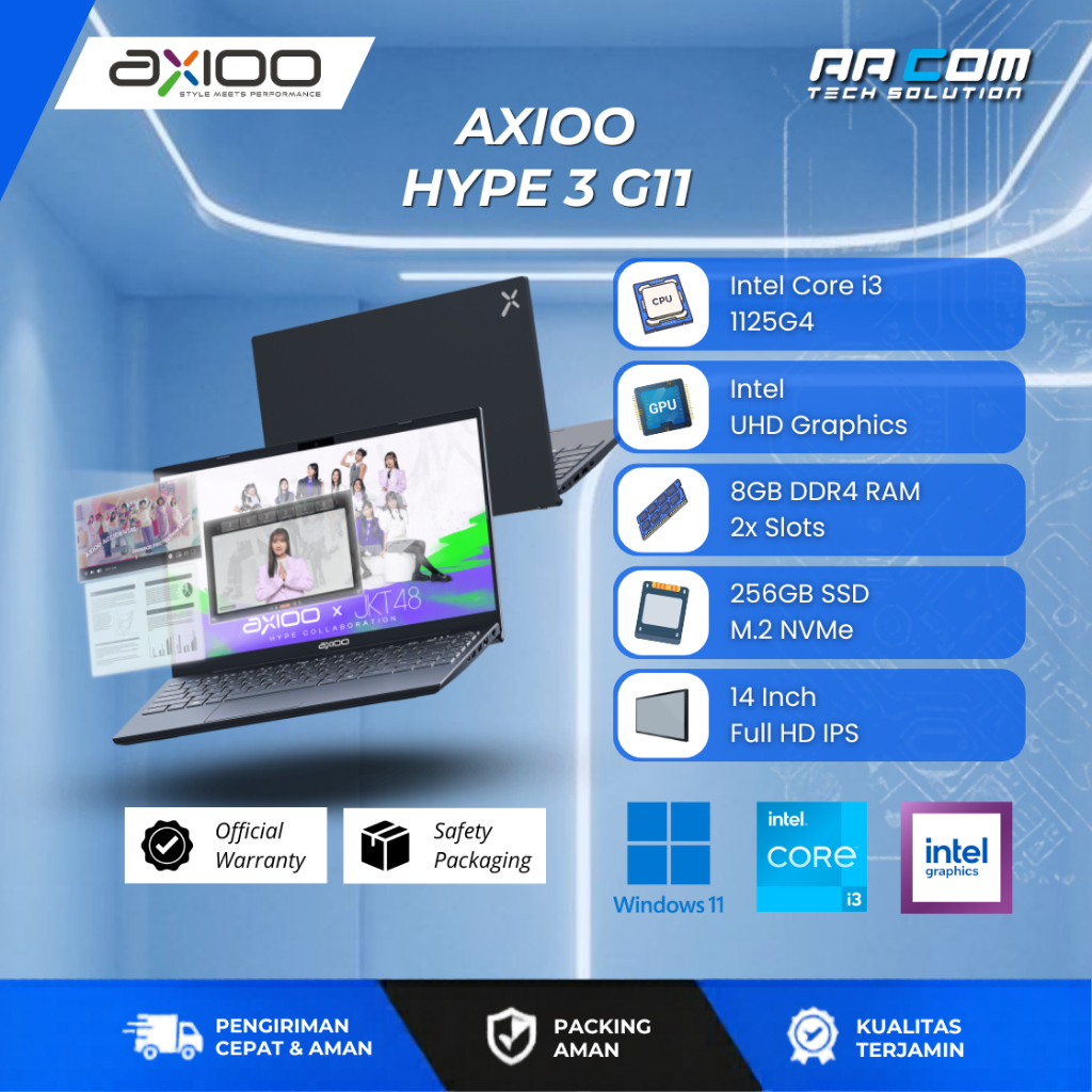 LAPTOP AXIOO MYBOOK HYPE 3 GEN 11 | i3 1125G4 8GB 256GB WINDOWS 11
