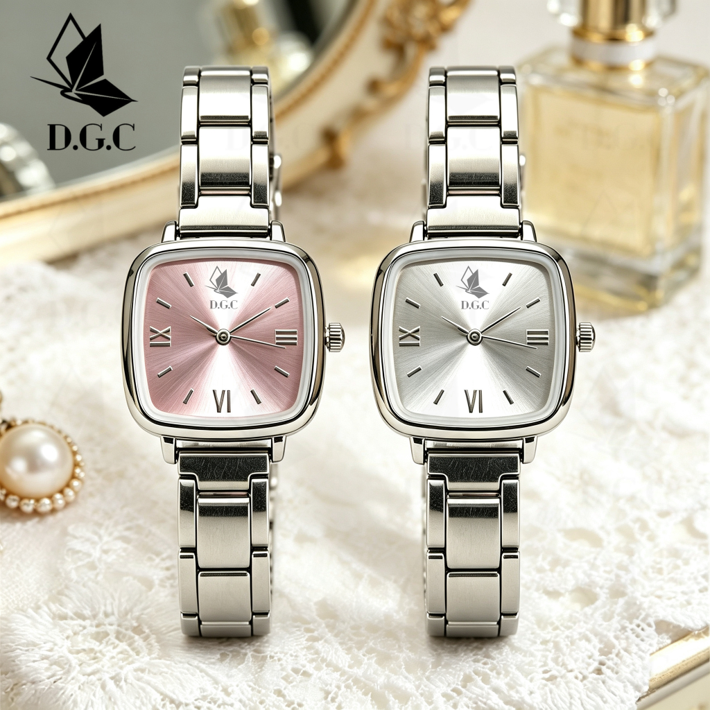 DGC 10683 Jam Tangan Wanita Dial Kotak Stainless Gaya Casual Fashion Korea Analog dgc Jam Tangan