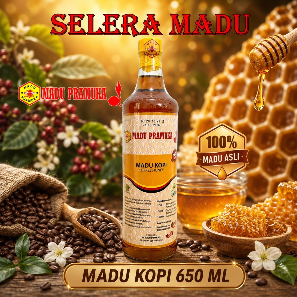 MADU KOPI MADU PRAMUKA 650 ML (MADU ASLI)