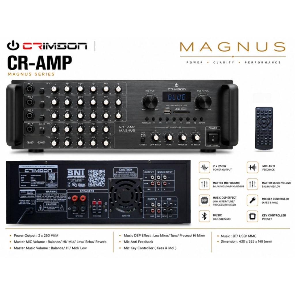 Amplifier Crimson Magnus 500w Bluetooth
