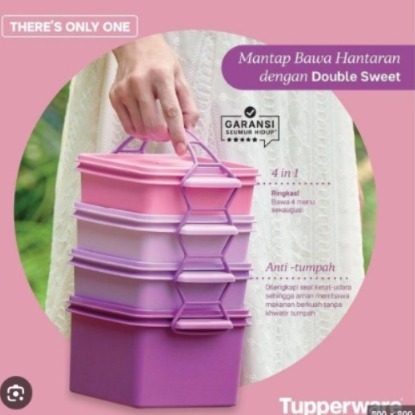 Double Sweet Ungu Rantang 4 Tingkat Tupperware