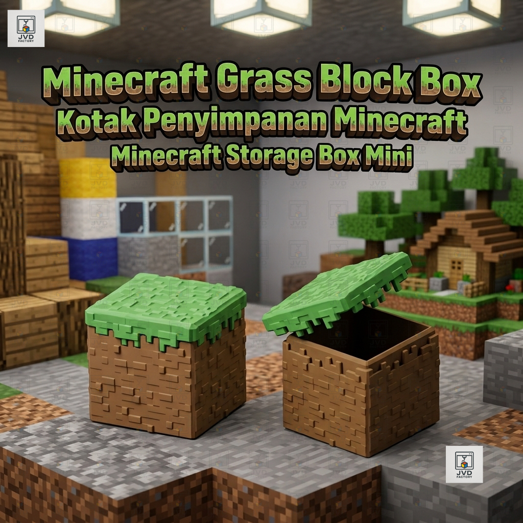 Minecraft Grass Block Box, Kotak Penyimpanan Minecraft, Minecraft Storage Box Mini