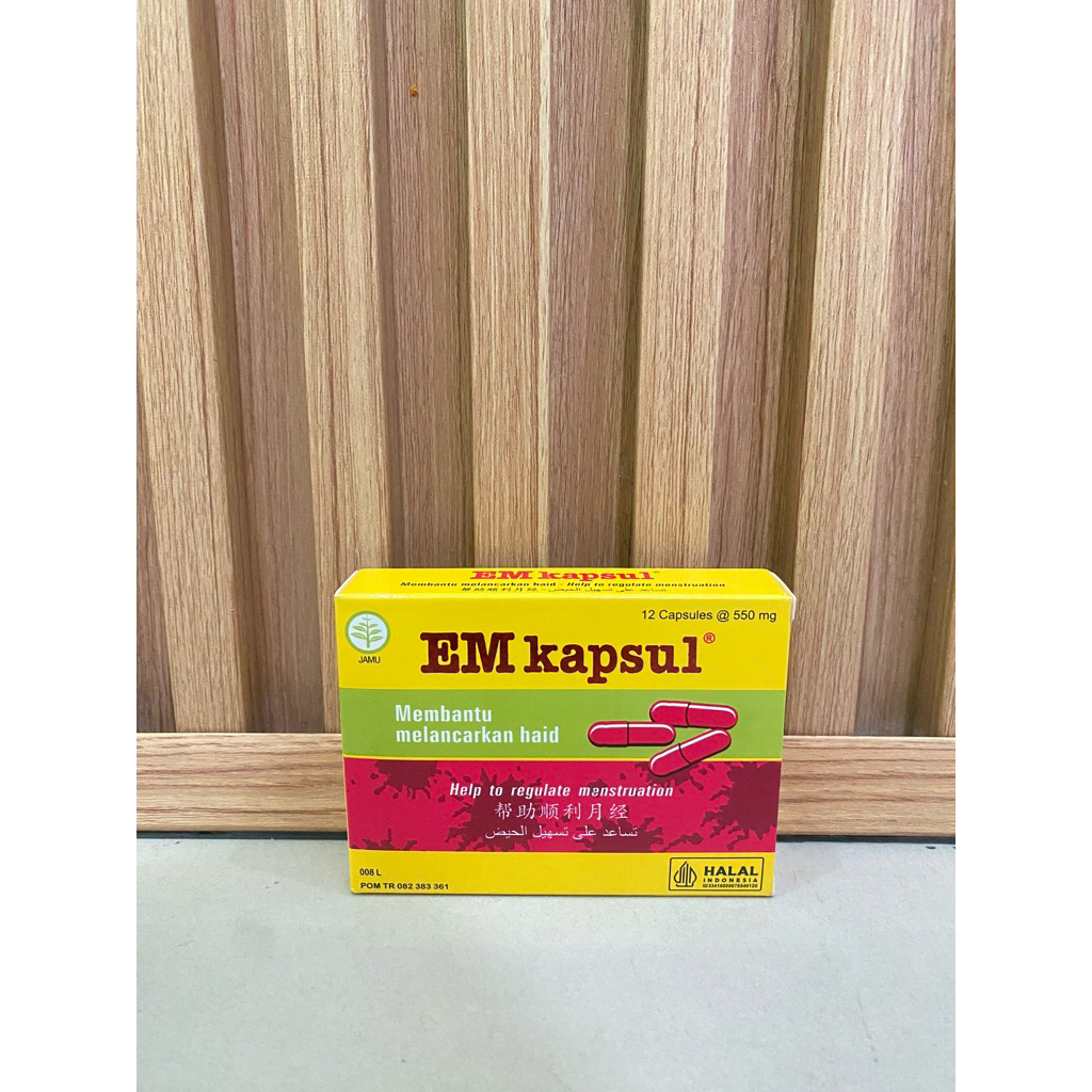 EM Kapsul Isi 12 Kapsul | Jamu Pelancar Haid Pereda Nyeri Haid Herbal Original