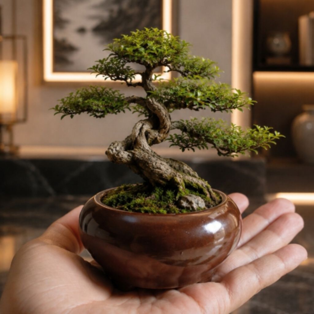 pot bonsai keramik bentuk bulat premium