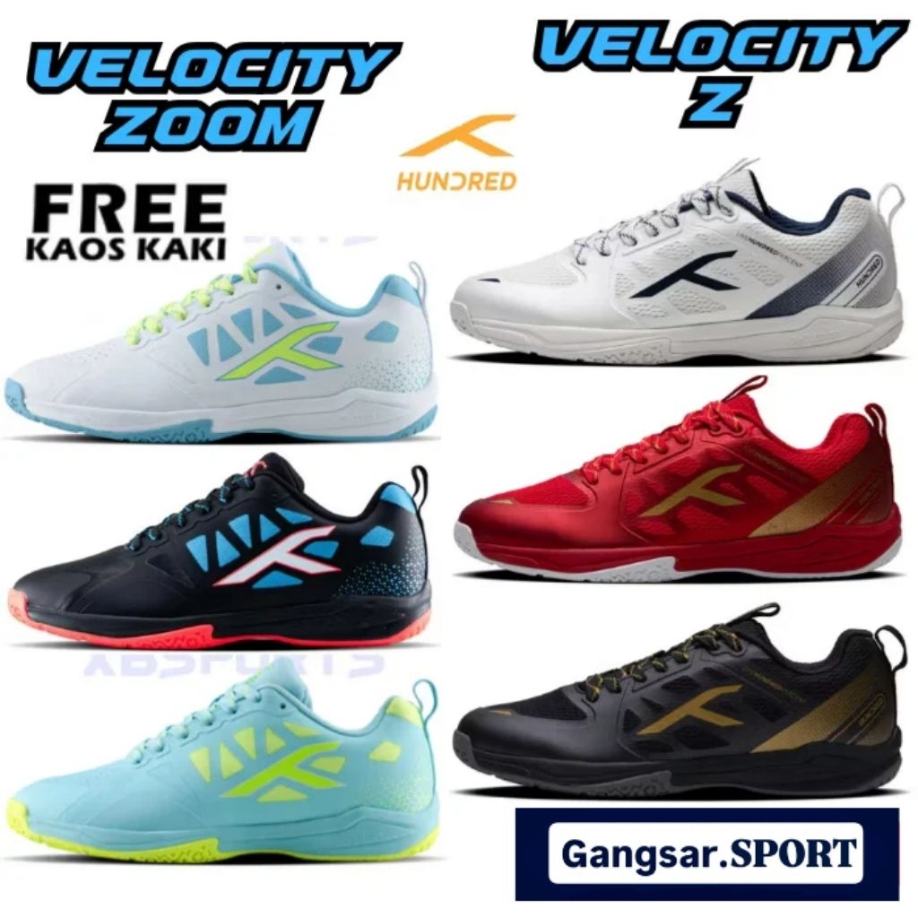 Hundred VELOCITY ZOOM VELOCITY Z - HBFS-4M001-Sepatu badminton Original Hundred
