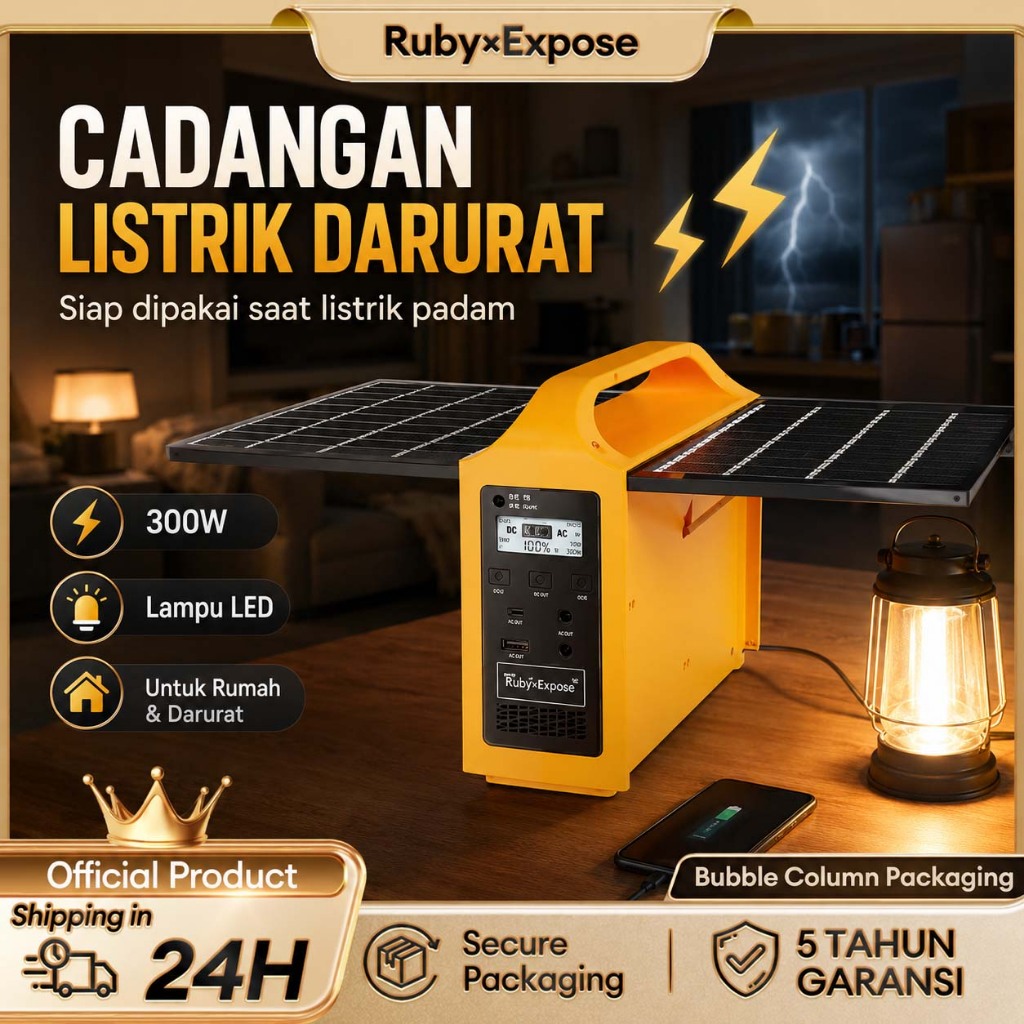 Portable Solar Generator 200W 220V PLTS Mini Genset Solar Lithium-ion 192Wh Home Backup Bencana Blac