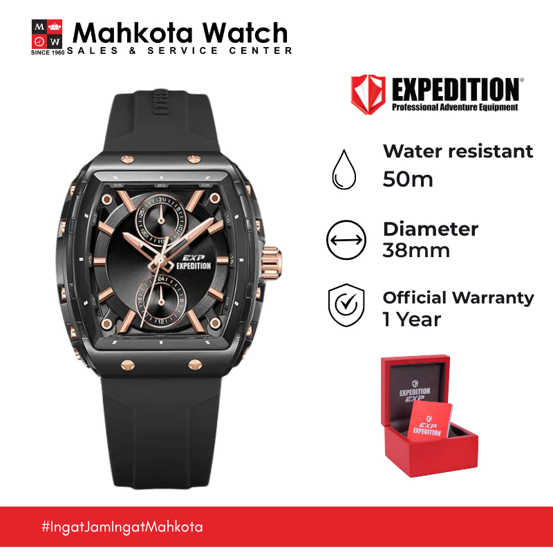 JAM TANGAN WANITA EXPEDITION E 6814 E6814 MF BLACK ROSE ORIGINAL