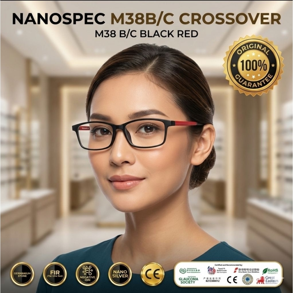 ORIGINAL 100% | Kacamata Terapi MGI Nanospec M38C | Anti Radiasi Blue Light Ion Negatif Germanium