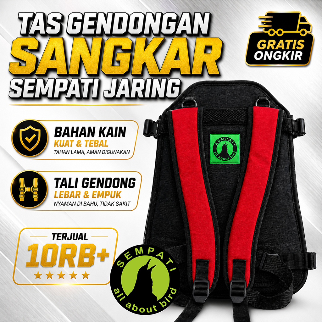 SEMPATI Tas Gendongan Sangkar Burung Ransel Jaring Premium Sempati Tas Bawa Kandang Murai Batu Loveb
