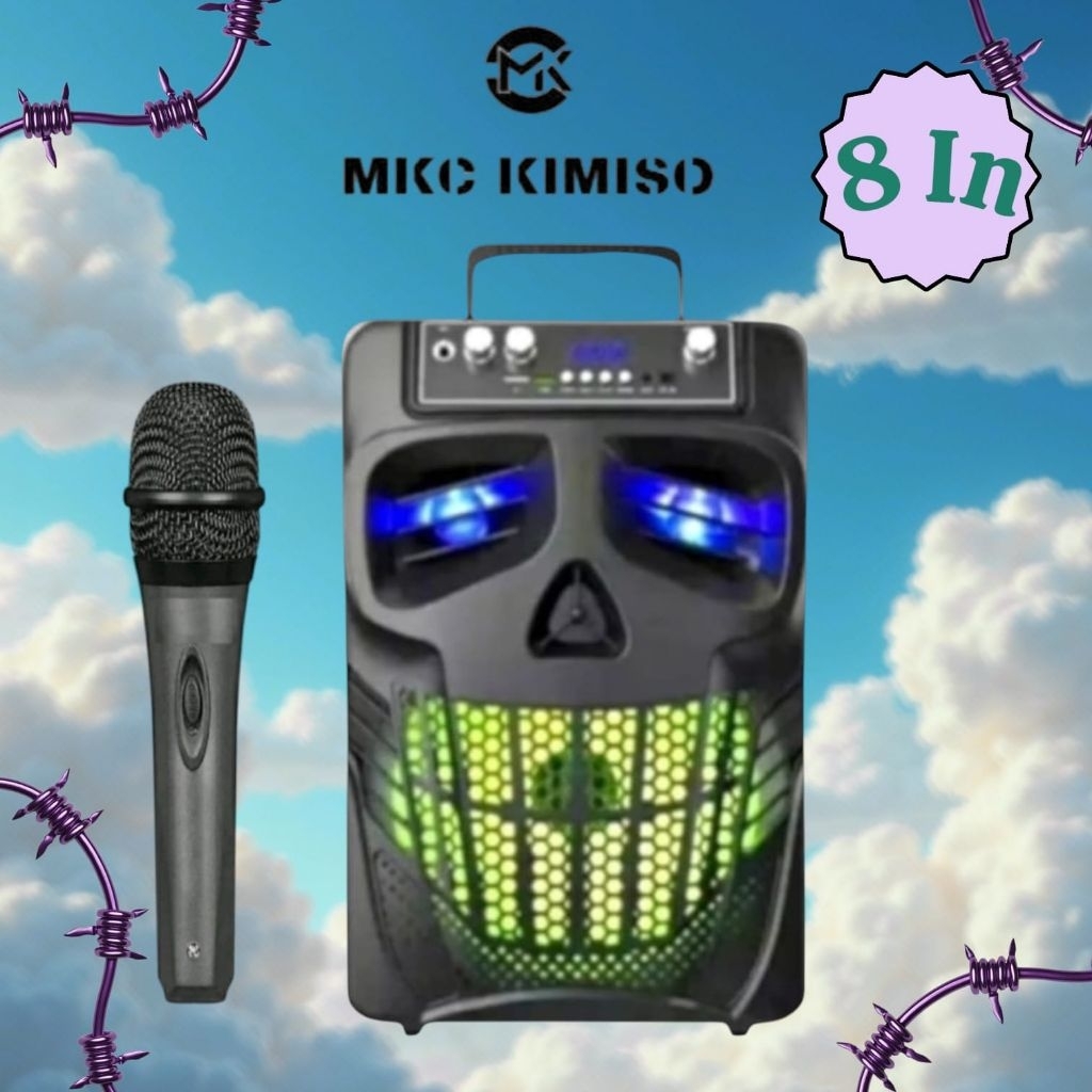 Speaker Bluetooth Karaoke Free Mic 8, 5 Inchi Salon Portable Super Bass Speaker Aktif Wireless