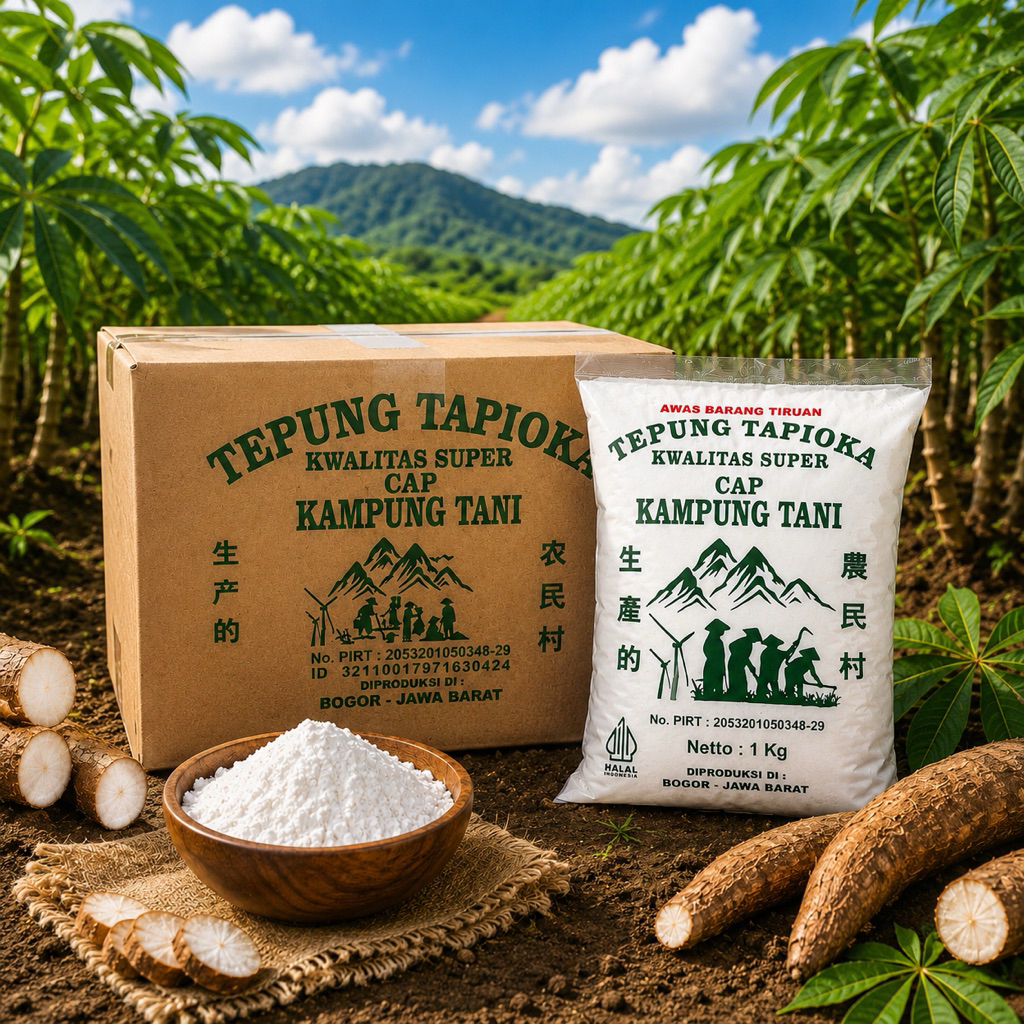 Tepung Tapioka Kwalitas Super Cap Kampung Tani 1 dus (10kg) - Halal & Bersertifikat P-IRT