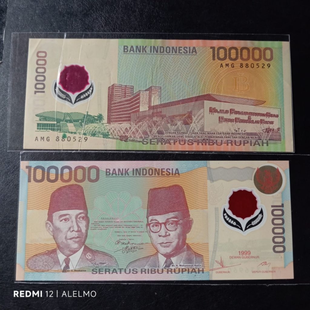 polymer 100000 rupiah sukarno-hatta tahun 1999 bagus baru asli