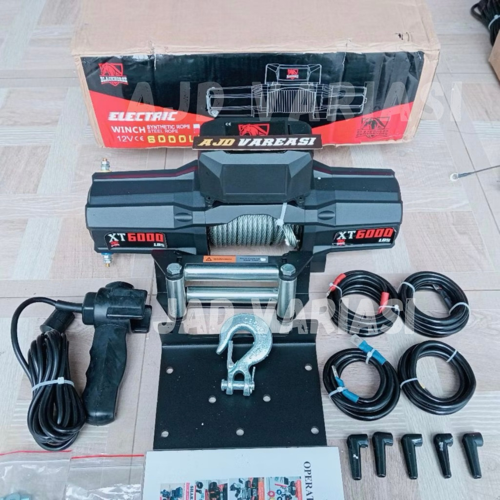 WINCH BLACK HORSE 6000 LBS 3 TON TALI SLING BAJA WINCH OFFROAD WINCH DEREK WINCH OFFROAD