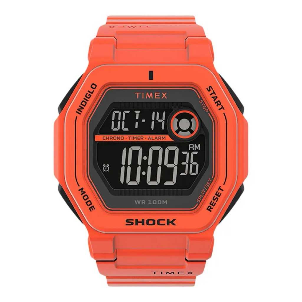Jam Tangan Pria Timex* Command Encounter TW2V6000 Digital Dial Orange Resin Strap