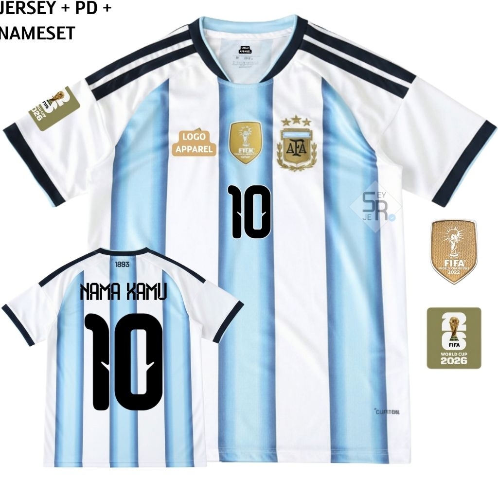 Jersey Argentina Home Piala Dunia 2026 Grade Original - Jersey Argentina World Cup Terbaru