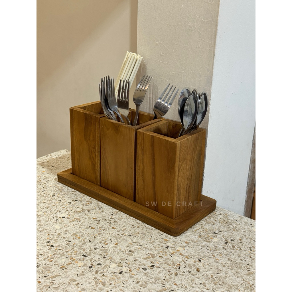 Tempat sendok Rak sendok Kayu jati perhutani