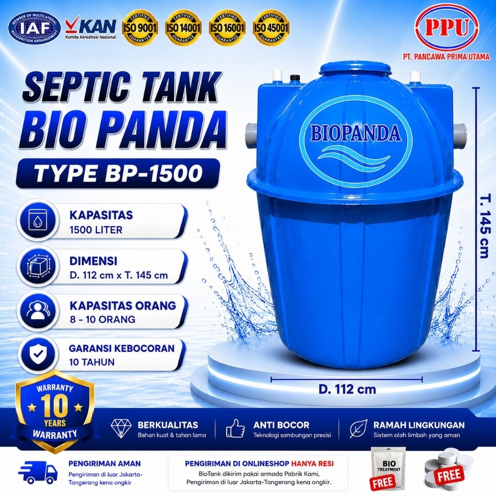 Septictank bio 1500 liter,Bio Panda type BP 1500 liter,Biotechnology,Biofilterasi