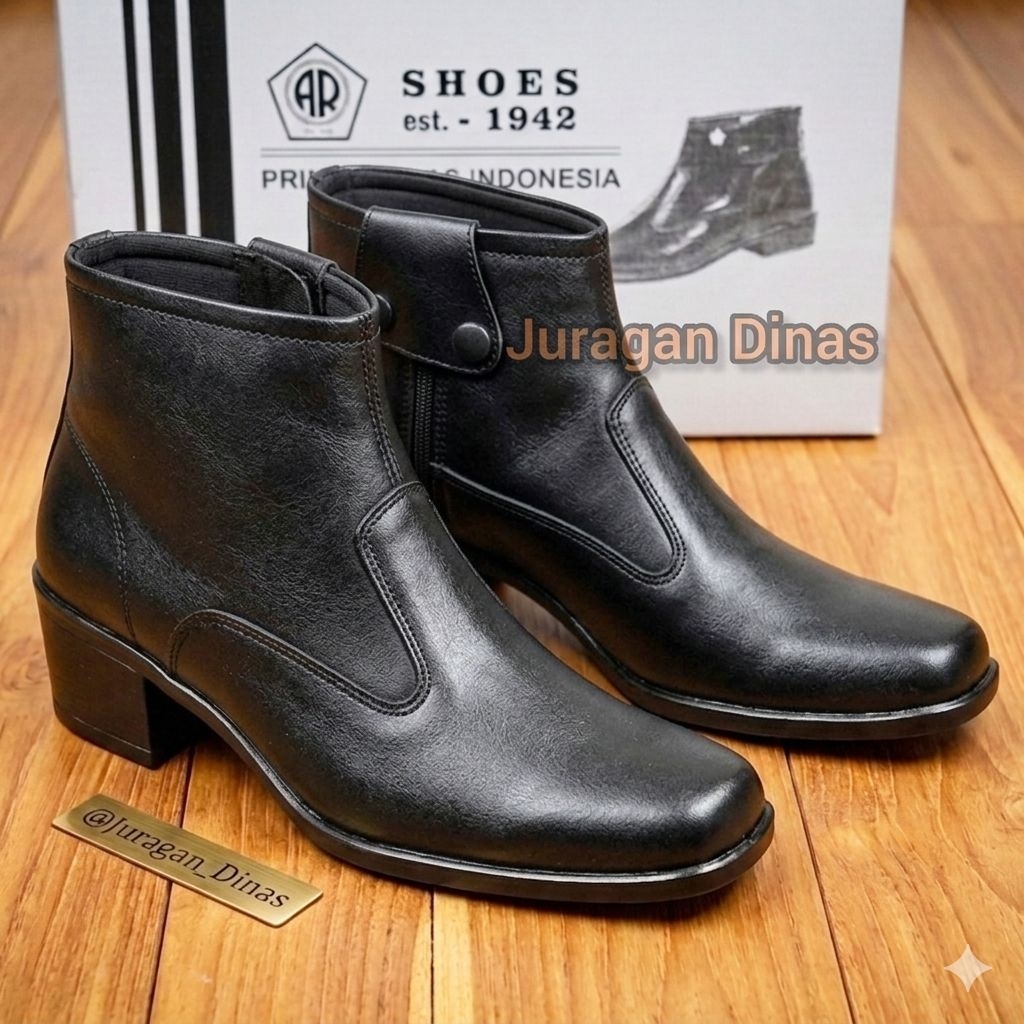 SEPATU PDH PDL WANITA ANKLE BOOTS POLWAN SECWAN HITAM DOP AR EXCLUSIVE ASLI KULIT ORIGINAL