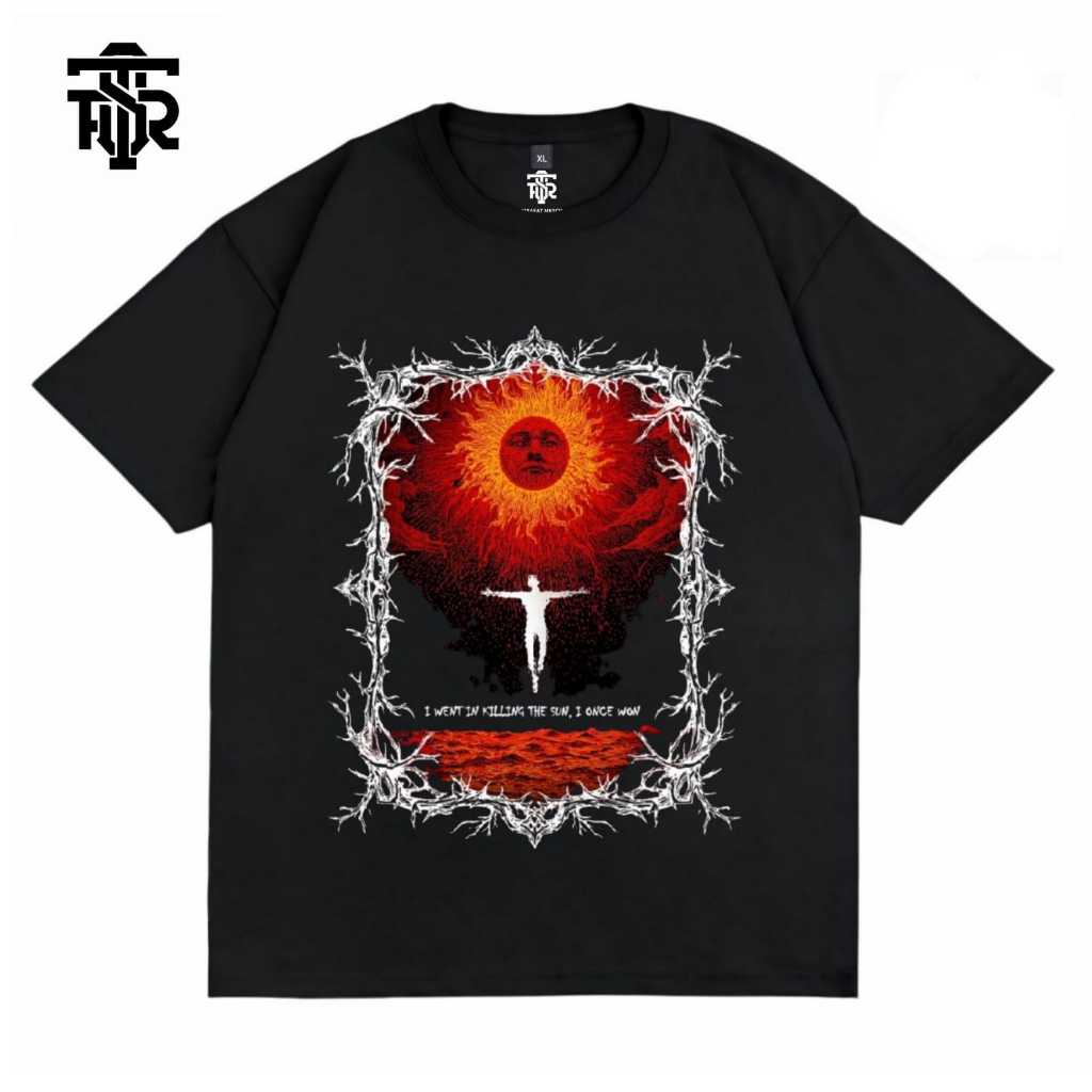Tshirt Kaos Distro Pria Wanita Streetwear Cotton Combed 24s The Sun Black Tees Firasat Merch