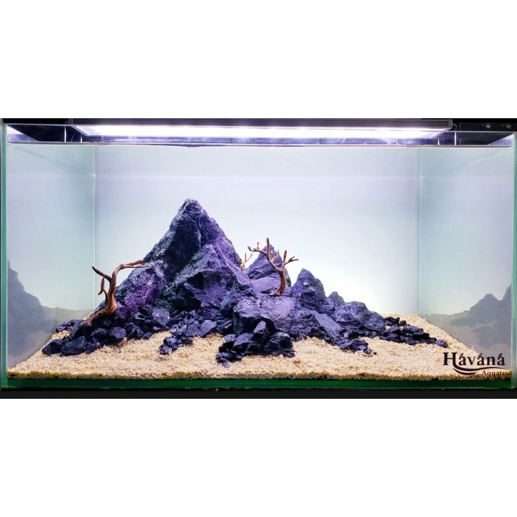 Aquascape Hardscape Gunung Minimalis 60 cm – Full Set Aquarium Rimless Siap Setup