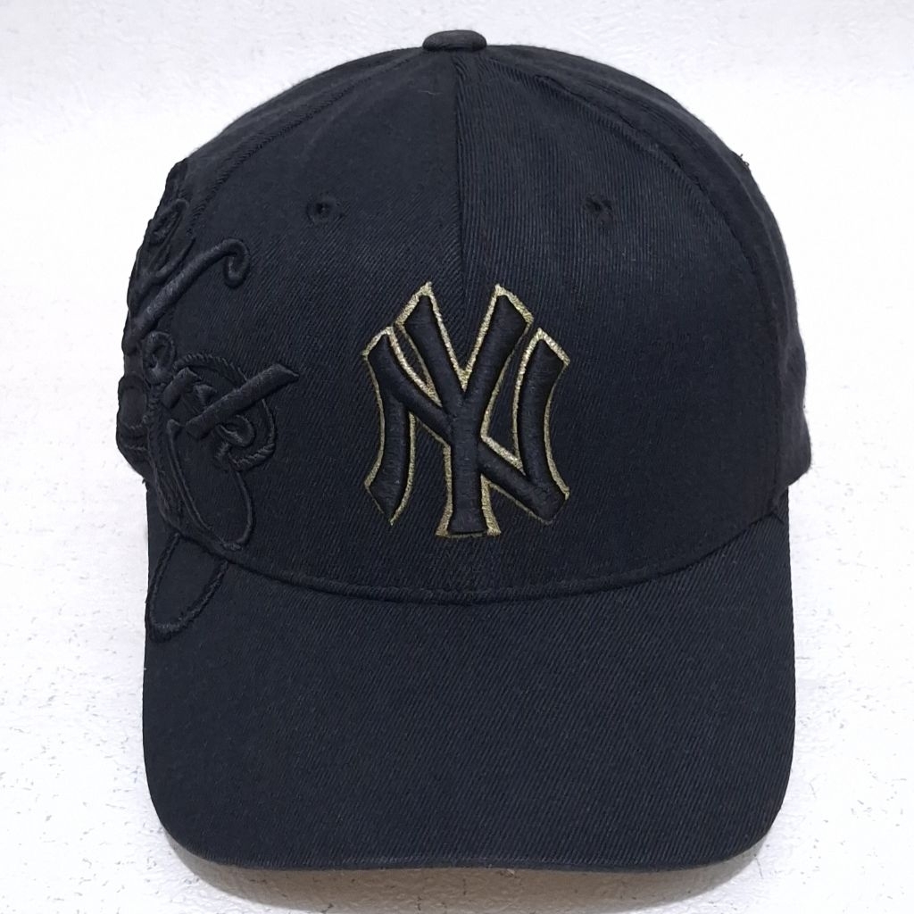 Topi MLB BUILDUP NY DOUBLE LINE GOLD SIDE BORDIR Cap Preloved Original 055