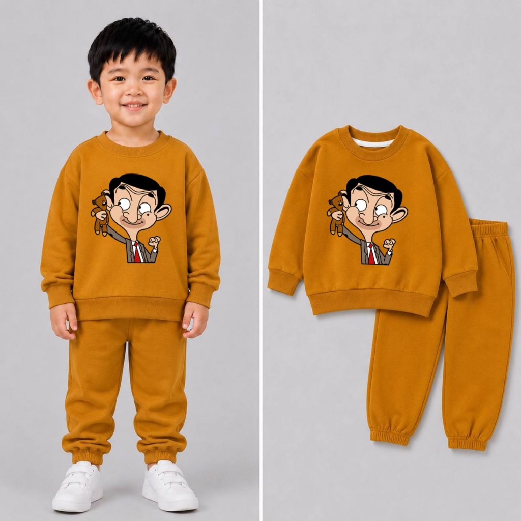 Trigger Kids Wear Setelan Sweater Jogger Anak Unisex Cotton Fleece Tebal Size 1-8 Tahun Variasi Mr B