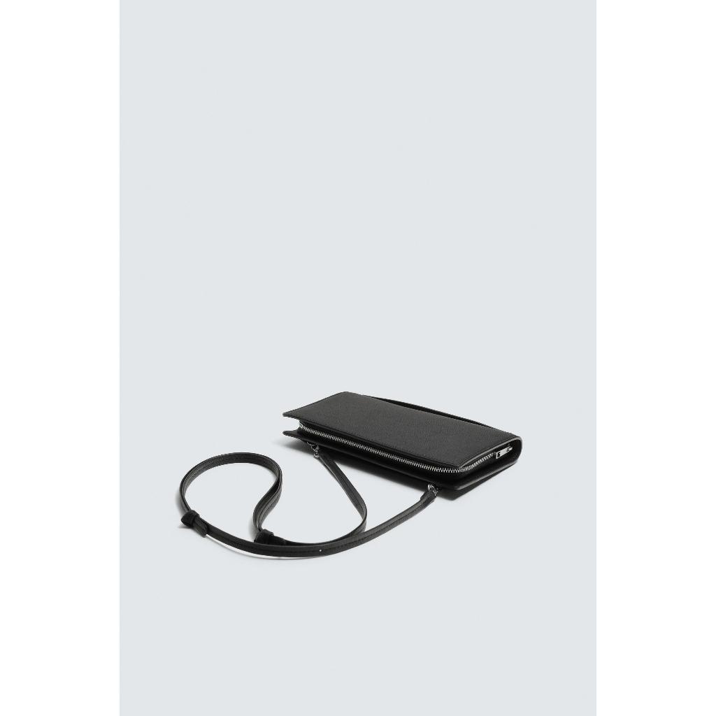 Dompet Lipat XL Pria Zara Original Man Slim Two In One Wallet Tipis Panjang Tas Selempang XL