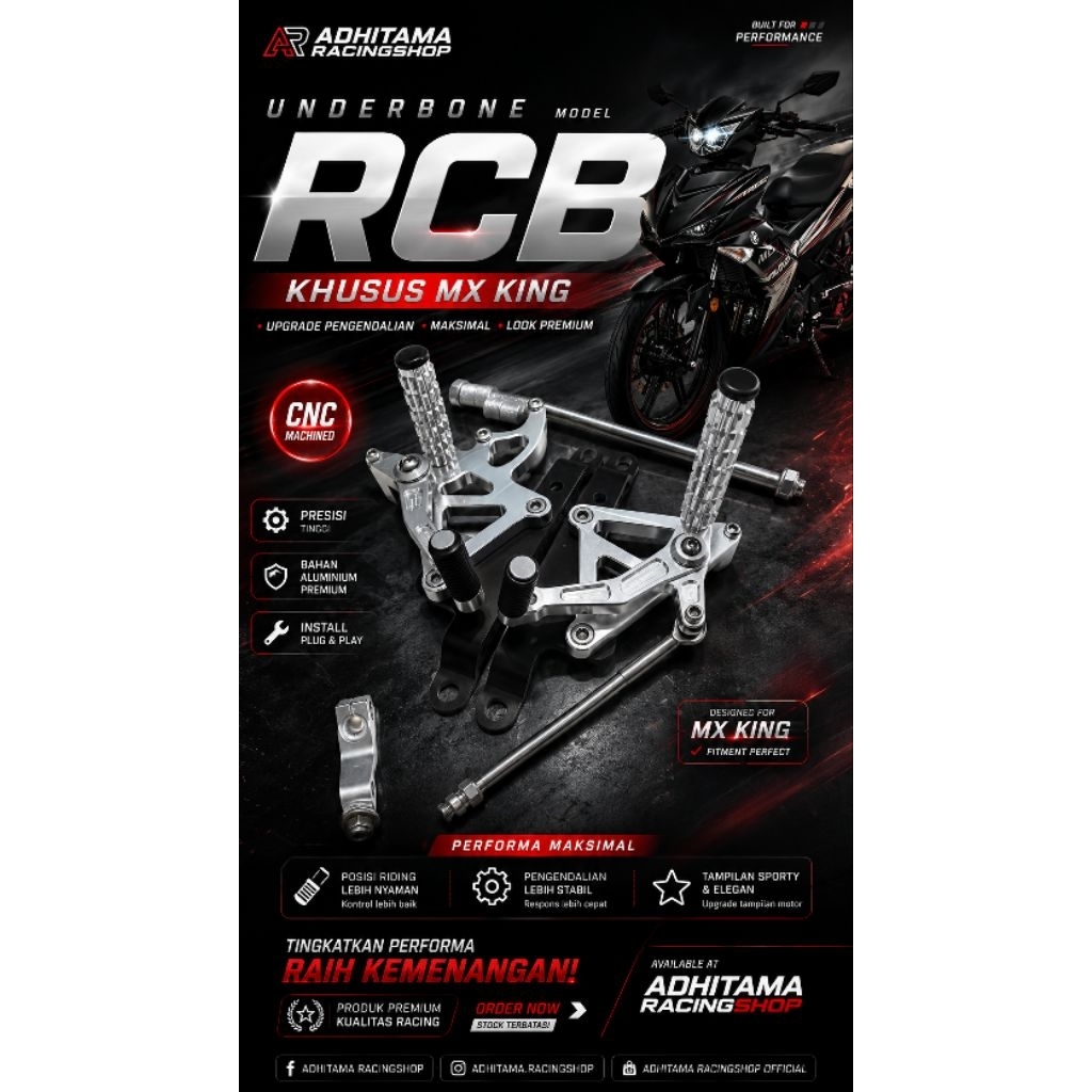 UB Underbone model rcb/rapido race set breket pnp Mx King CNC T6 Free stiker