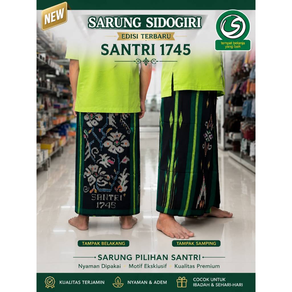 Sarung Sidogiri Songket Dasyim Edisi Santri 1745 / sarung sidogiri Songket Hitam Hijau