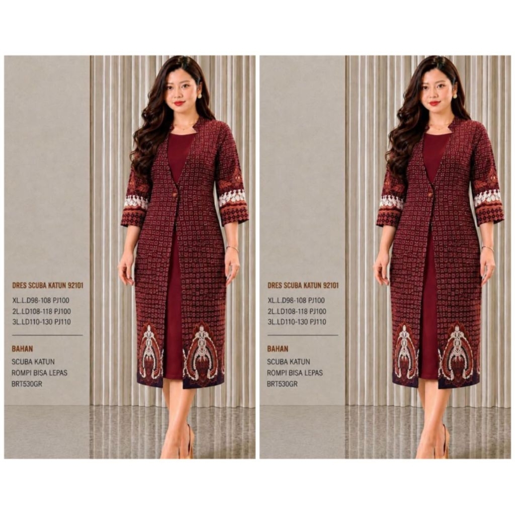 dress scuba motif batik premium