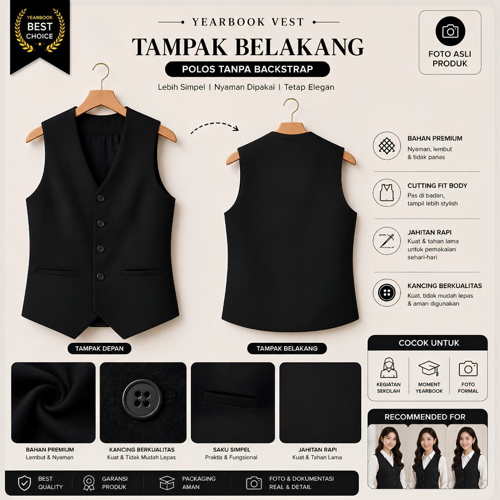 WEDNESDAY APPAREL - Vest Rompi Jas Pria Formal Premium / Rompi Kondangan Graduation Yearbook